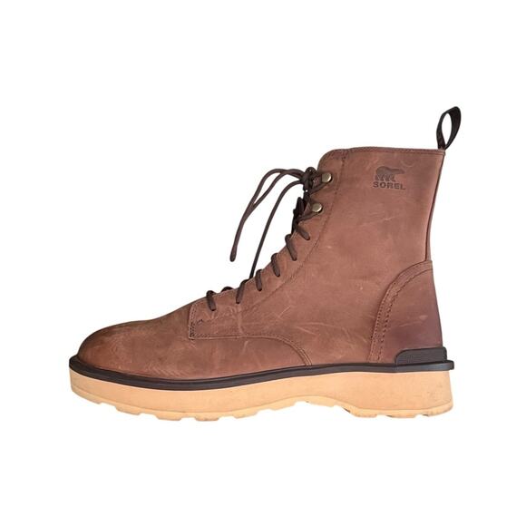 Mens Sorel Hi-Line Lace Leather Boots Size 12 Brown Tan - Picture 1 of 6